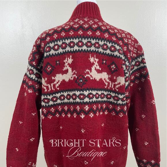 Rare Vintage Reindeer Holiday Sweater ASO Phoebe Buffay Friends Oversize Knit - Picture 13 of 13